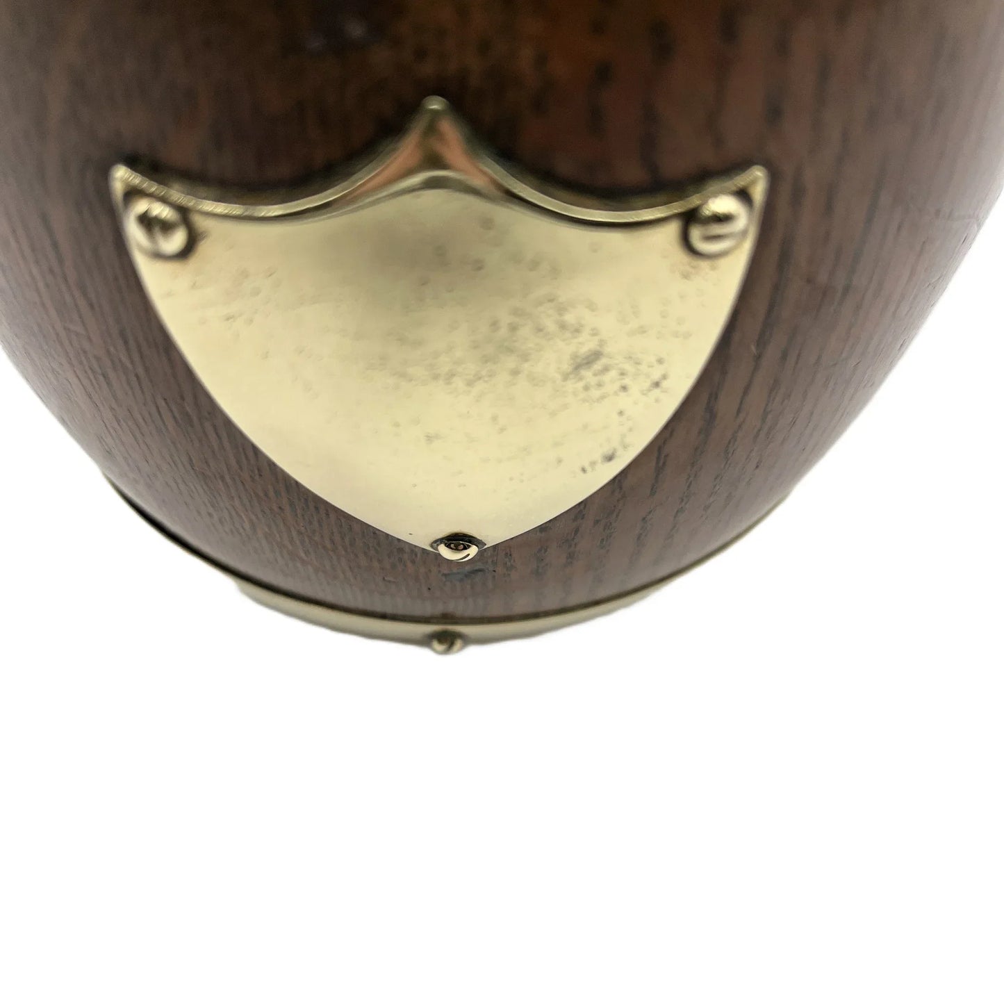This is an Antique English Oak Biscuit Barrel, Tobacco Jar, or Ice Bucket with a porcelain liner,