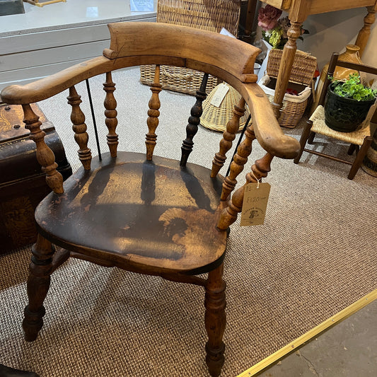 Antique Lancashire and Yorkshire Station Masters Chair in lovely timeworn condition