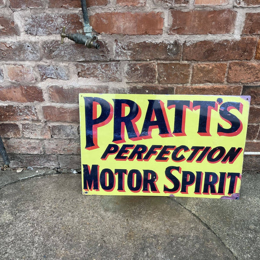 Vintage sign for 'Pratt's Perfection Motor Spirit' from Vintage Whippet