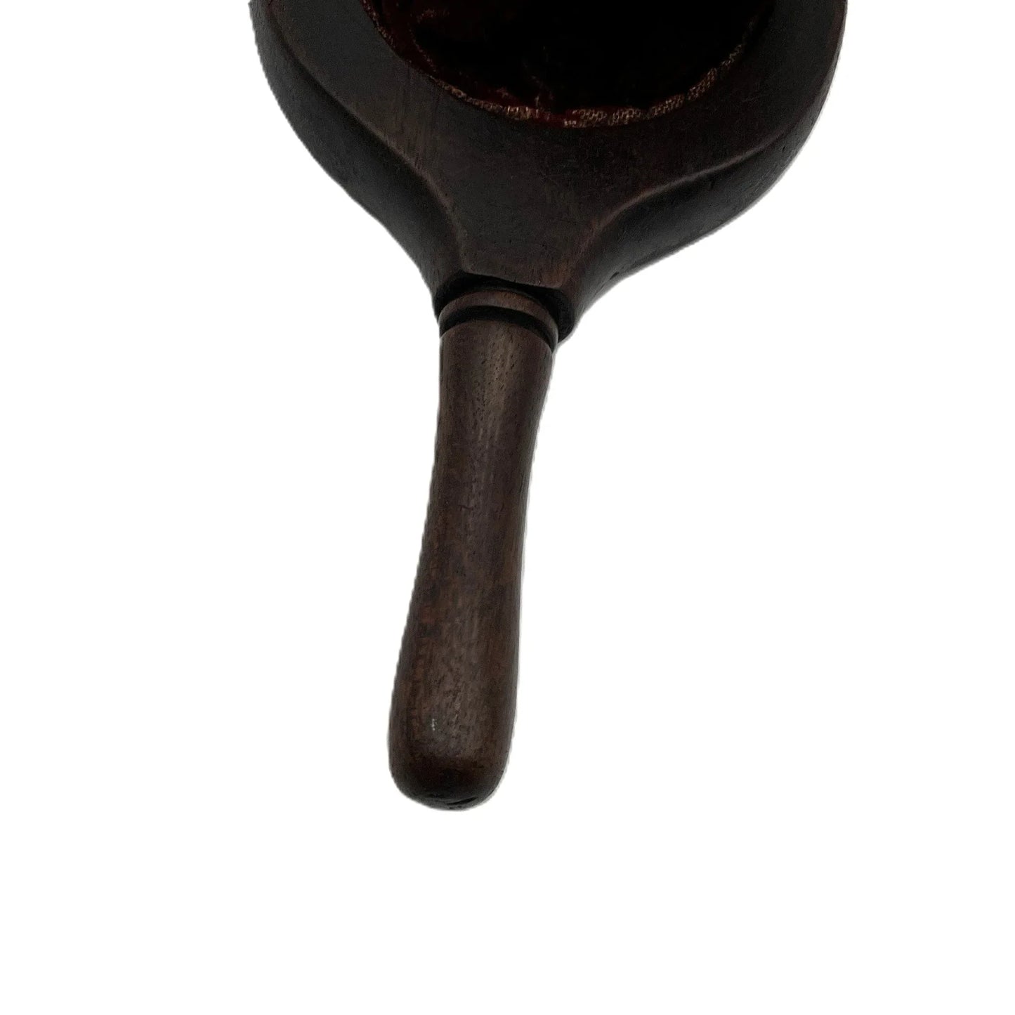 This is an antique wooden-handled church offering or collection velvet bag. These historical items were used in churches to collect tithes and donations from the congregation.