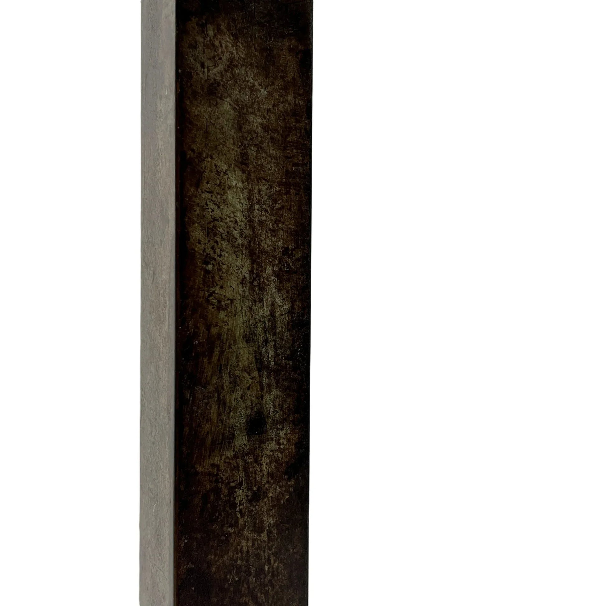 These are a heavy pair of cast metal candlesticks with a bronze or bronze coloured metal patina look. 