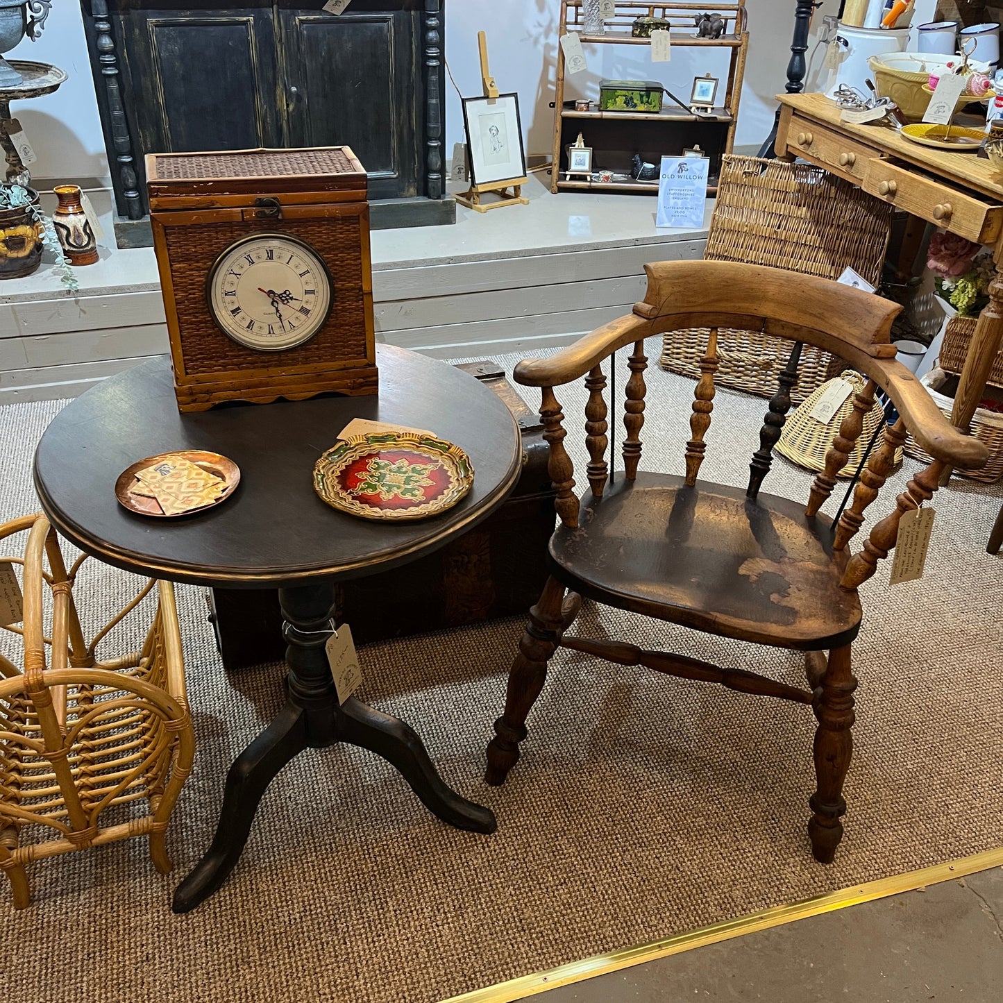 Antique Lancashire and Yorkshire Station Masters Chair in lovely timeworn condition