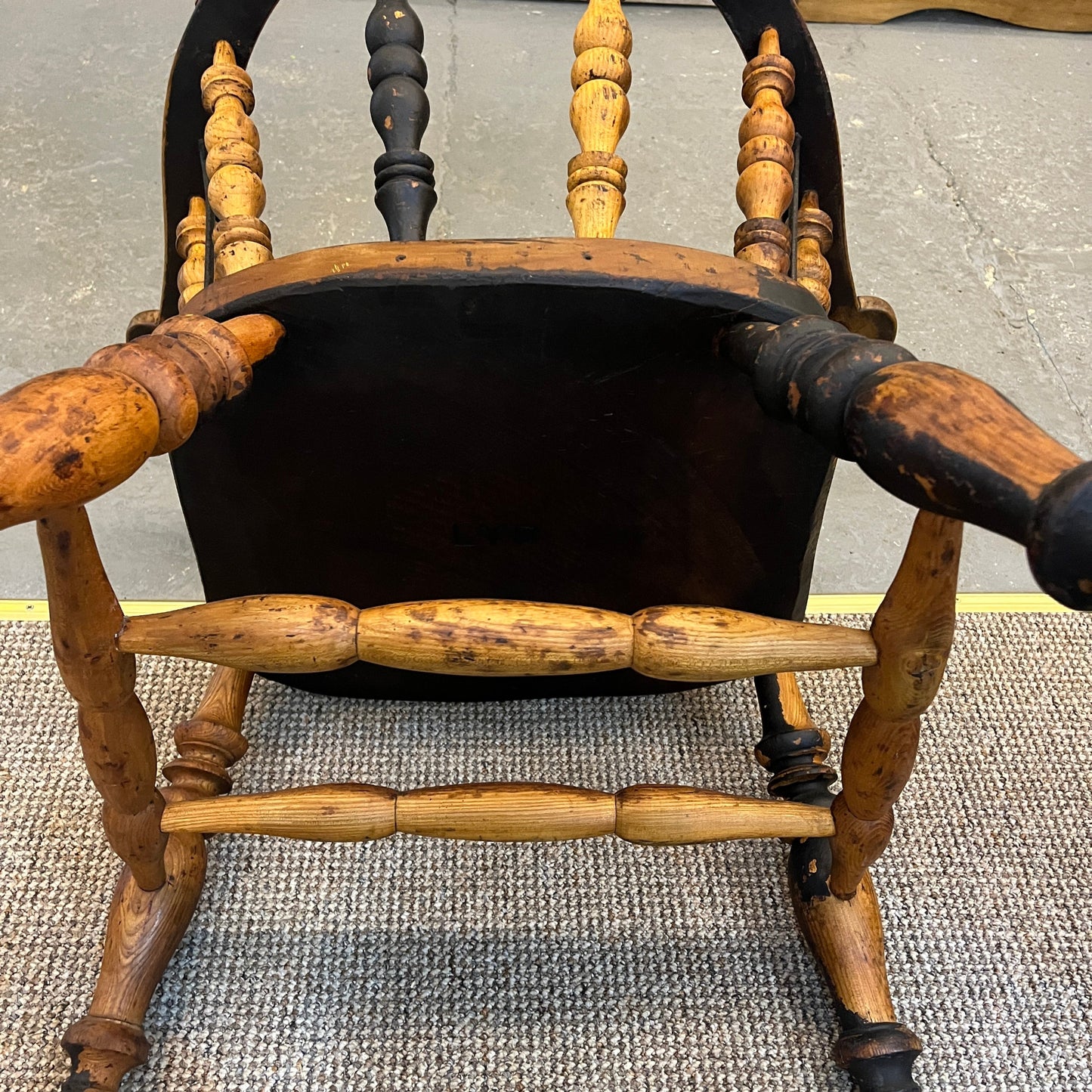 Antique Lancashire and Yorkshire Station Master's Chair in lovely timeworn condition
