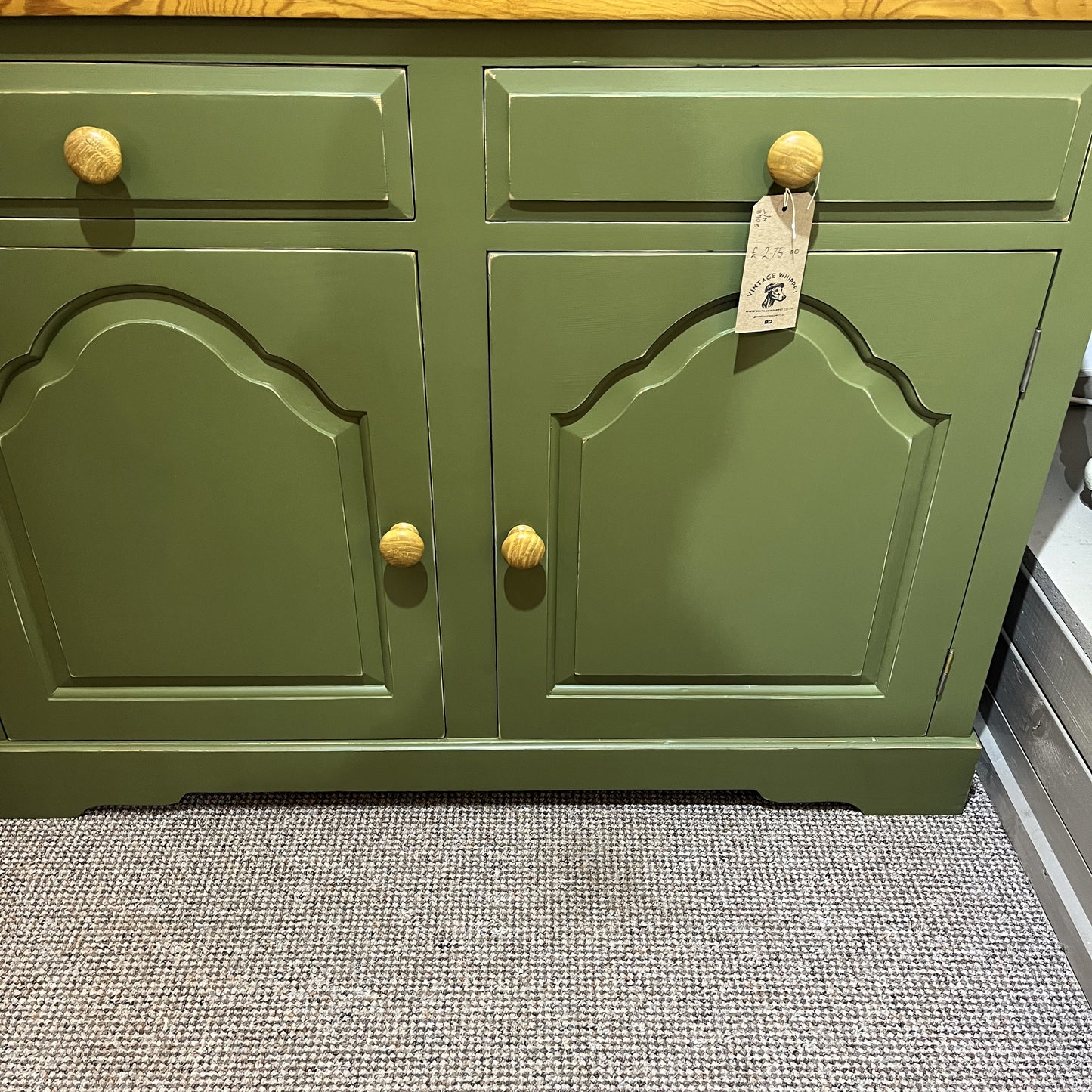 Vintage Olive Painted Lightly Distressed Welsh Dresser