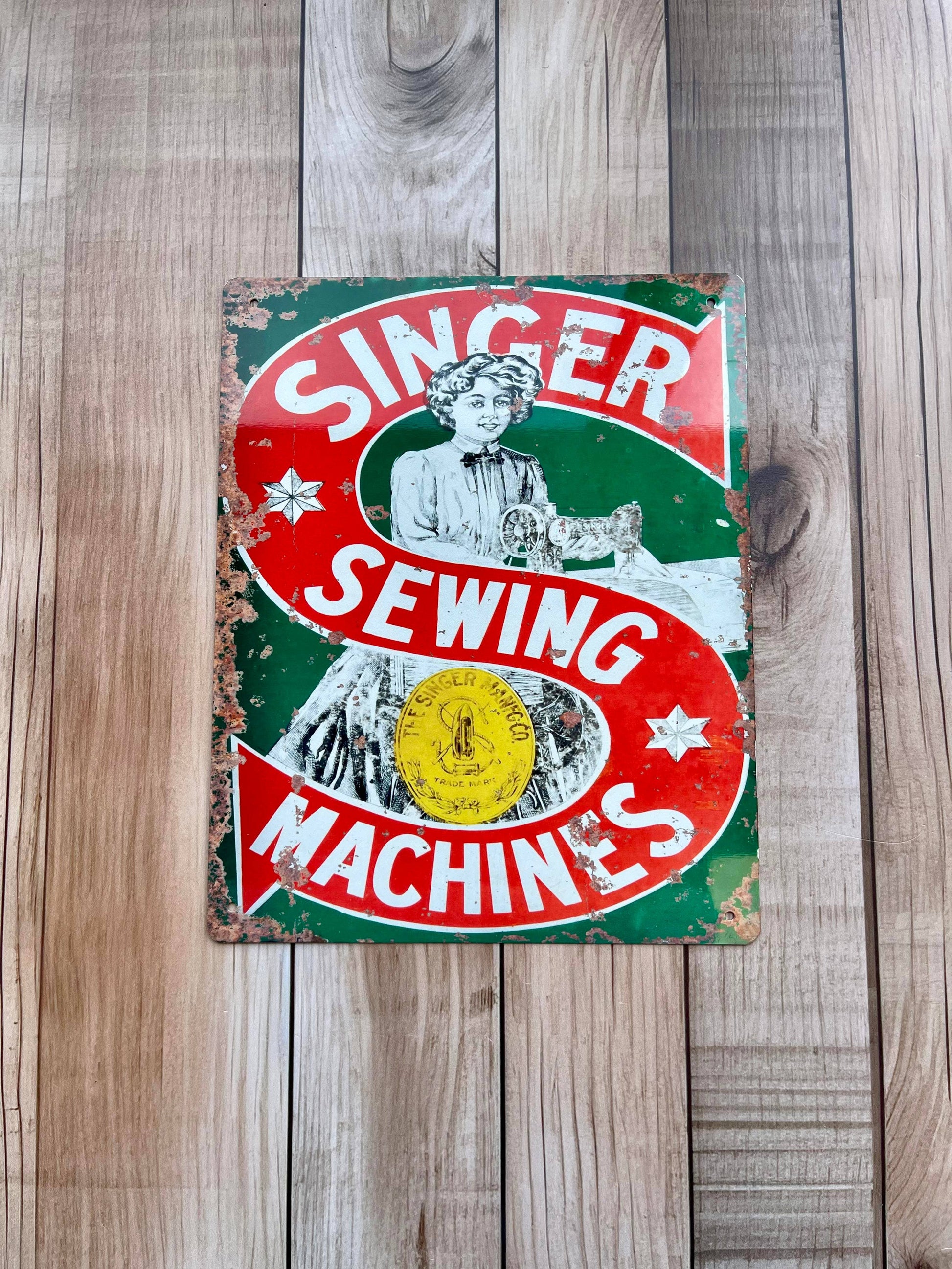 Vintage-style Singer Sewing Machines sign from Vintage Whippet