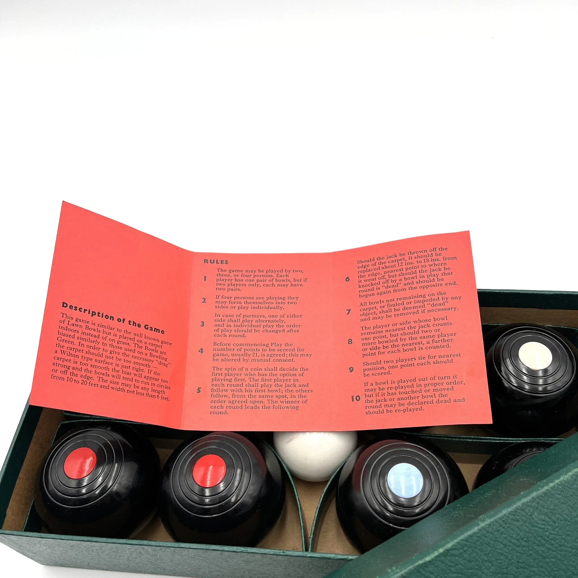 This is a vintage B&A Home Carpet Bowls set, a miniaturized version of lawn bowls designed for indoor play. 
Manufactured by the British company Banda, these sets are often considered collectibles. 
