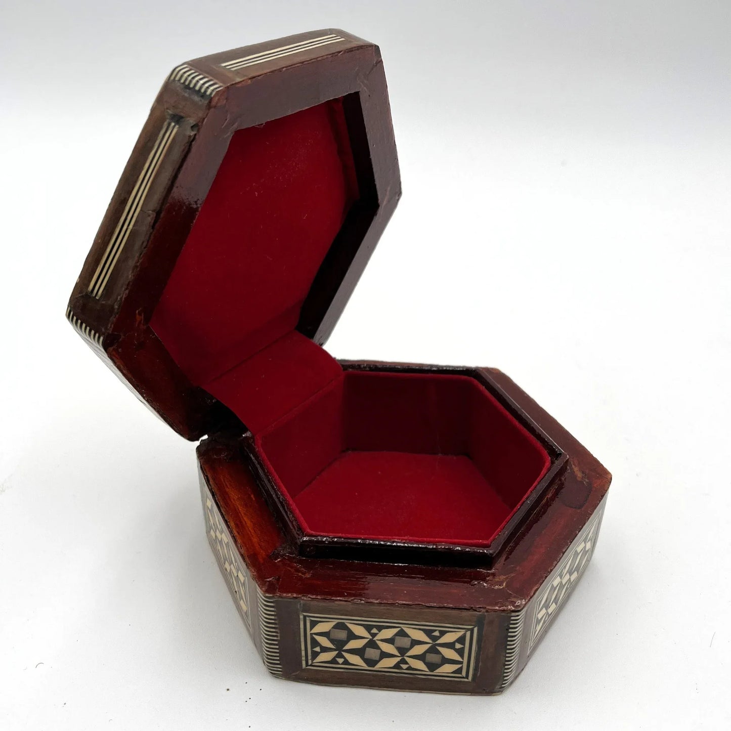 Vintage hexagonal  mosaic box,  crafted in the Middle East 