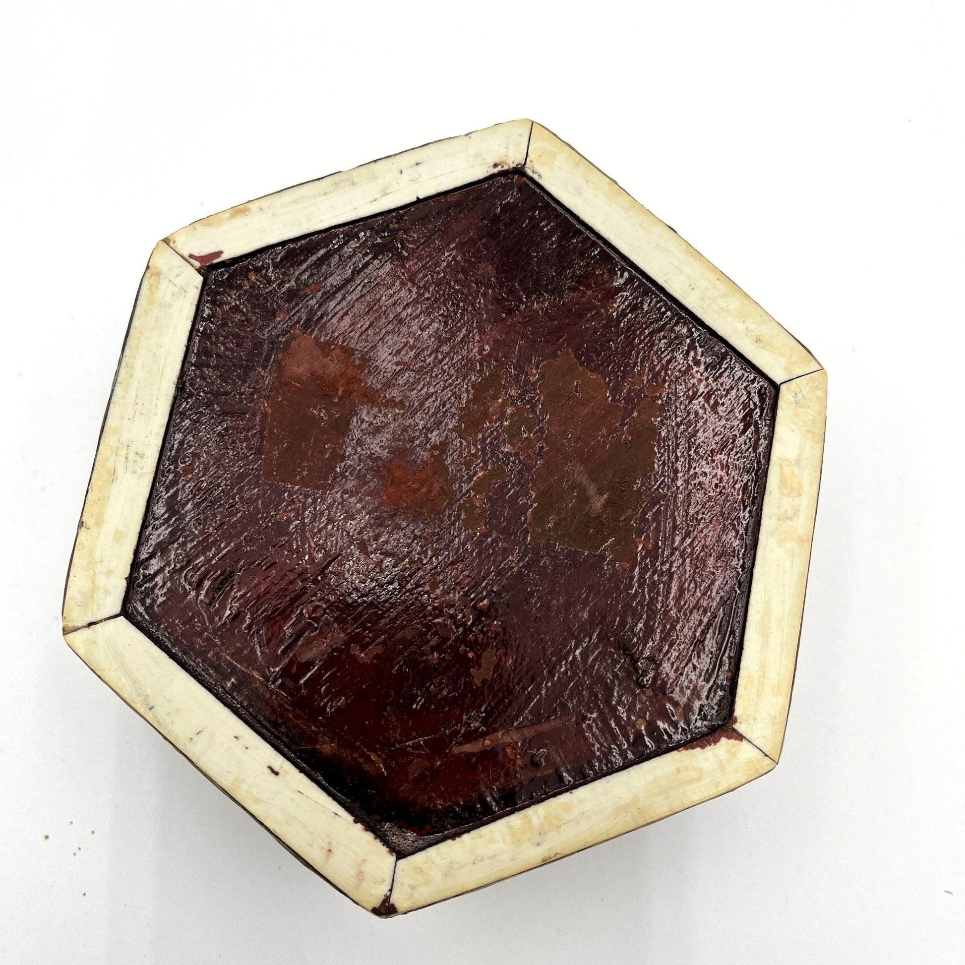 Vintage hexagonal  mosaic box,  crafted in the Middle East 
