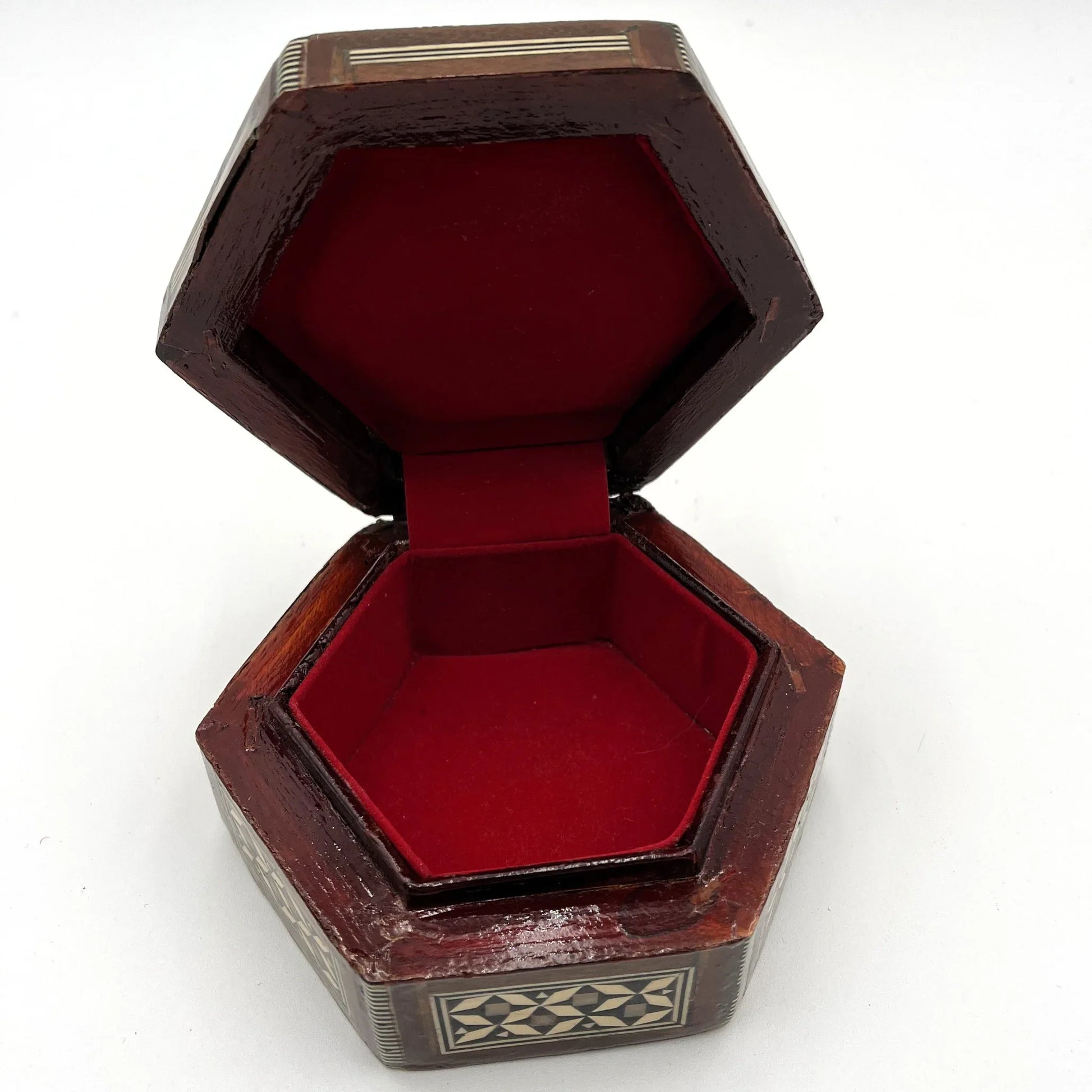 Vintage hexagonal  mosaic box,  crafted in the Middle East 
