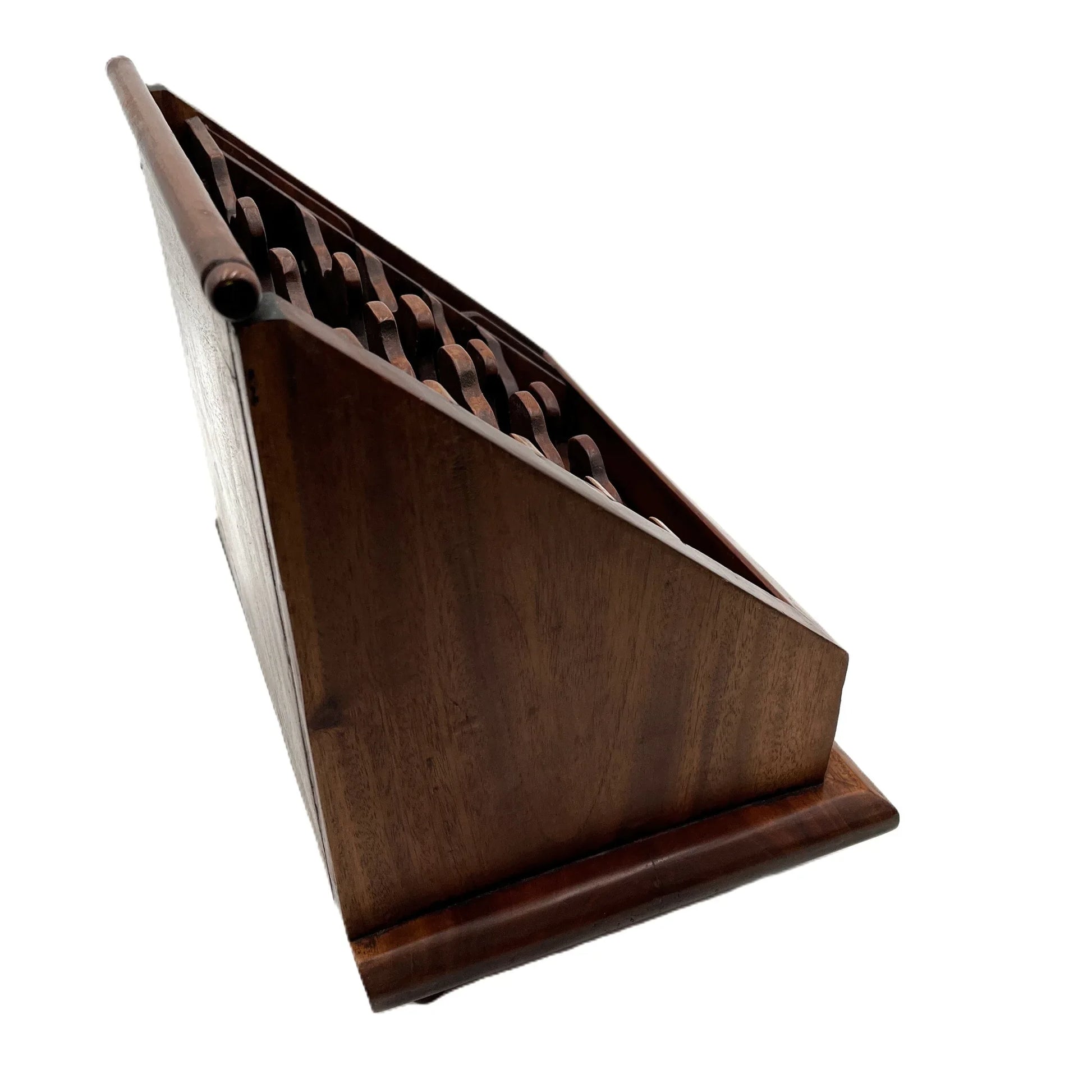 This is a vintage Mahogany Letter Rack Writing Desk Tidy. Raised on small feet, it has eight compartments and a drawer to the front. 