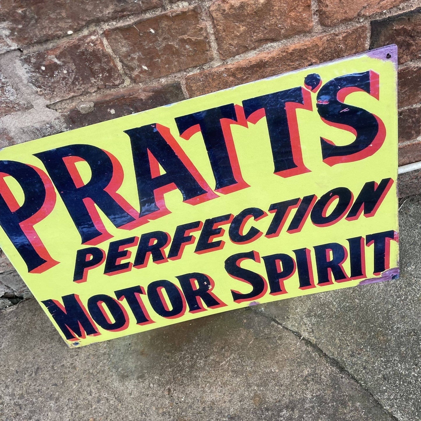 Vintage-style sign for 'Pratt's Perfection Motor Spirit' from Vintage Whippet
