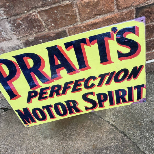 Vintage-style sign for 'Pratt's Perfection Motor Spirit' from Vintage Whippet