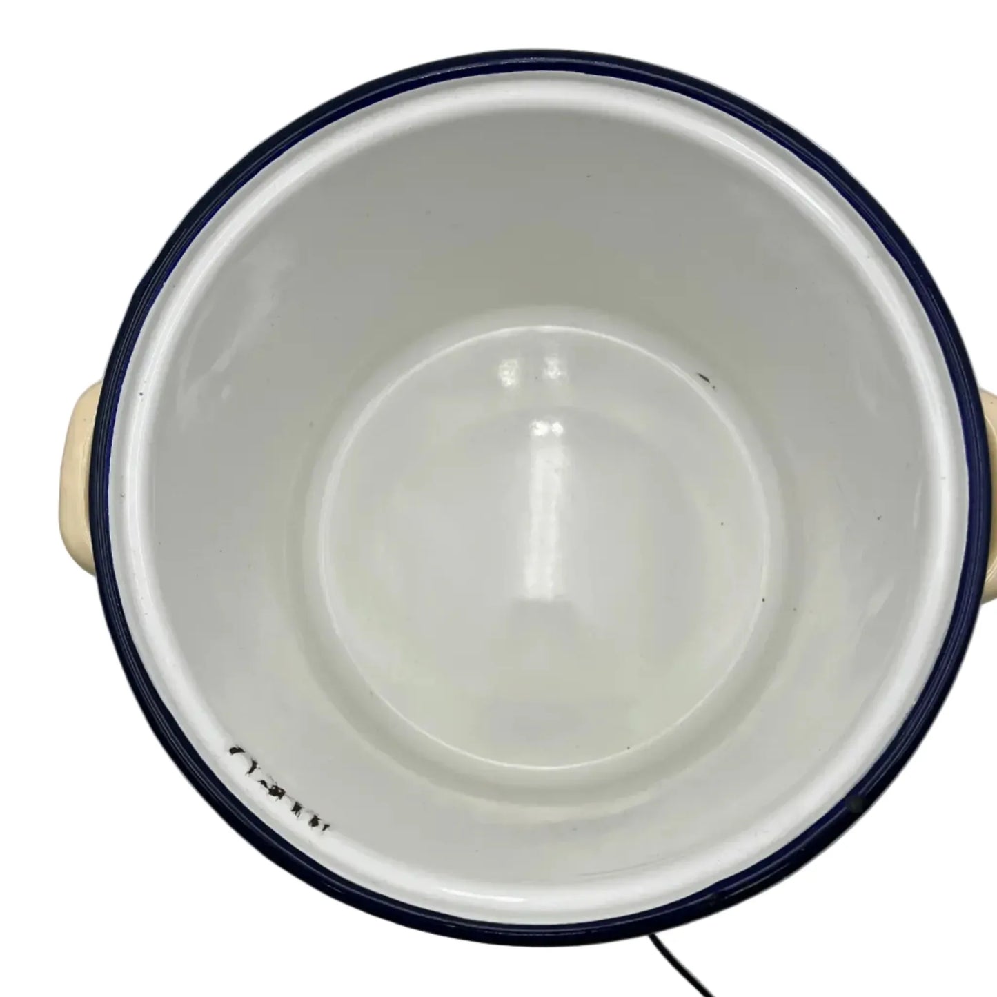 vintage 1899 Tala large round lidded pastel yellow enamel bread bin