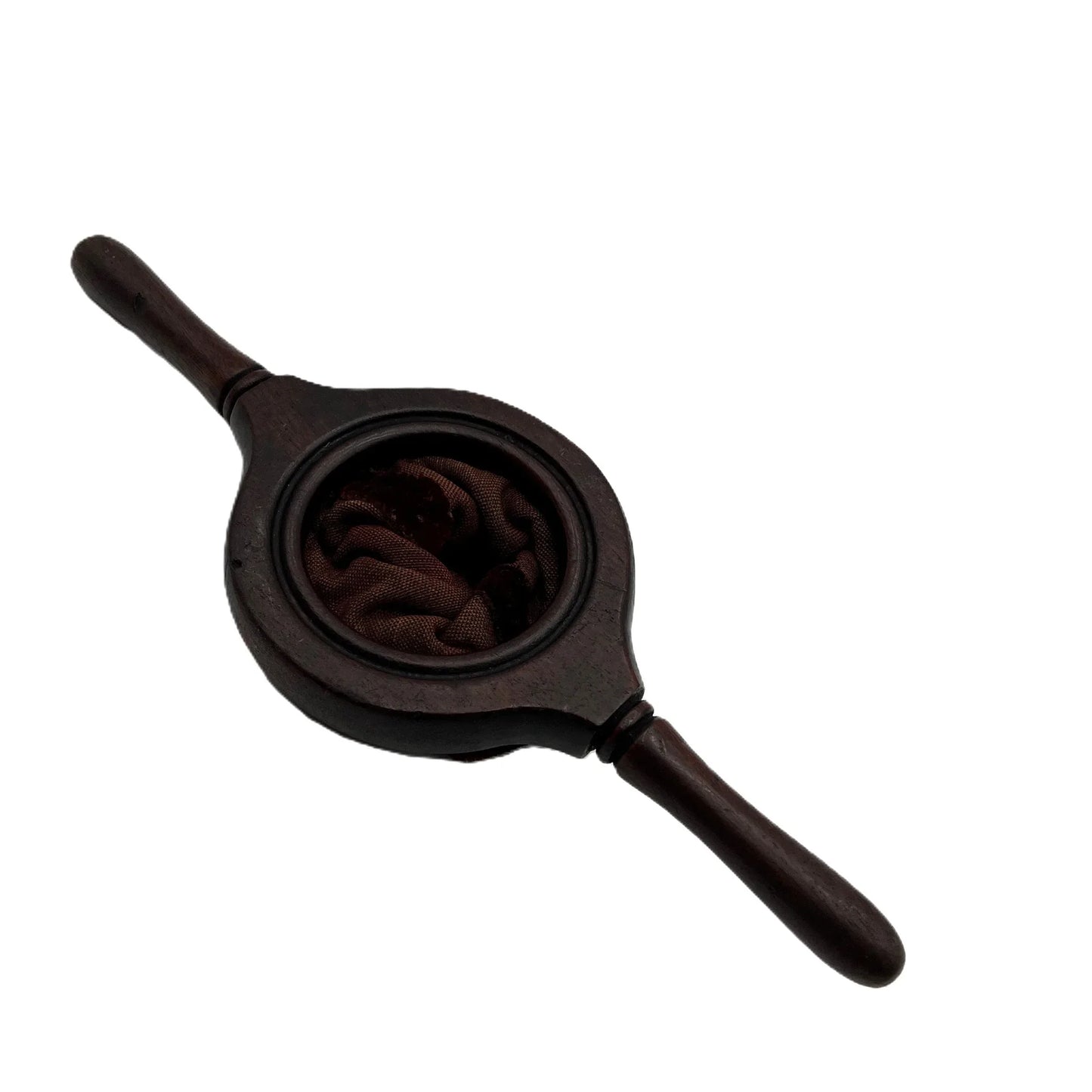 This is an antique wooden-handled church offering or collection velvet bag. These historical items were used in churches to collect tithes and donations from the congregation. 