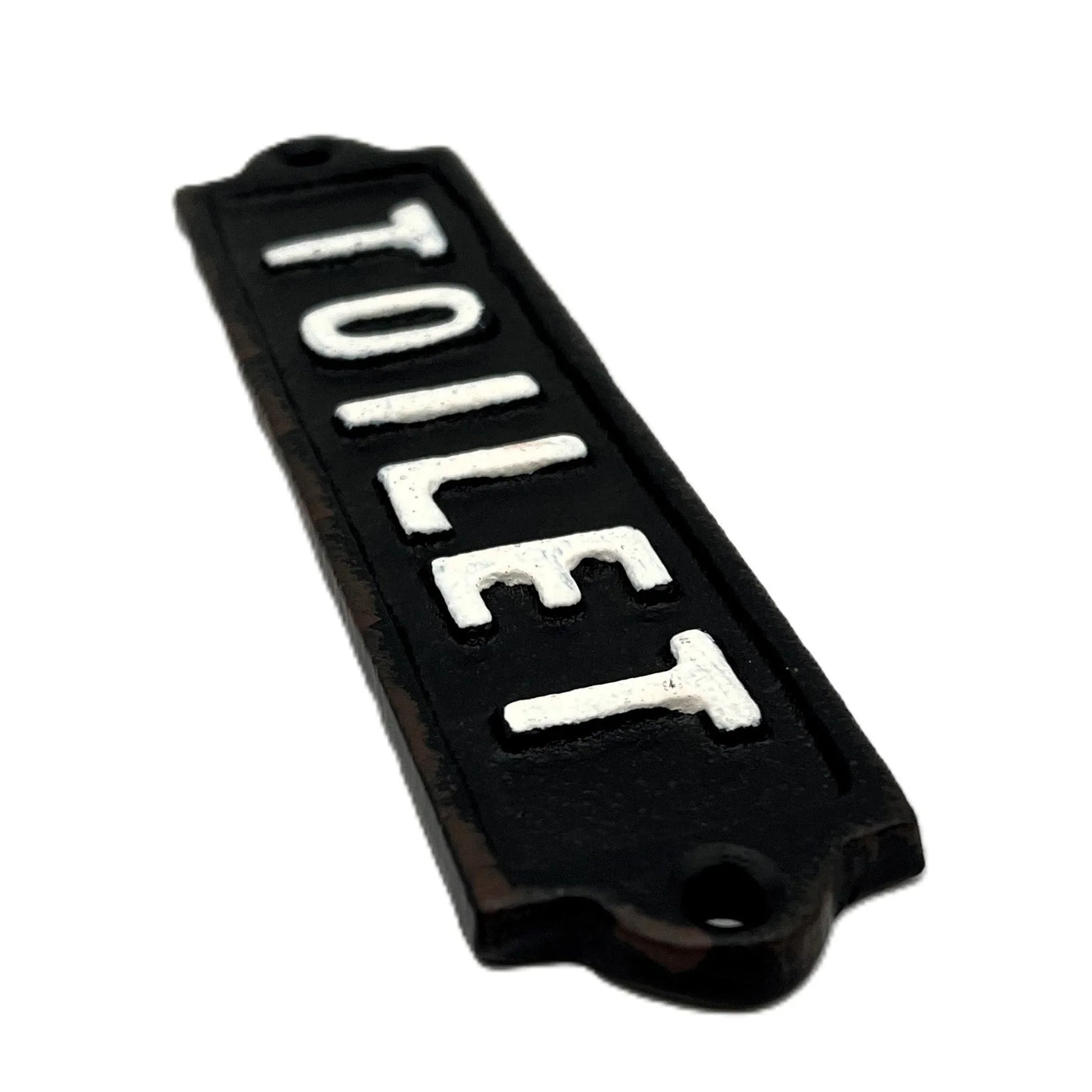 Add a touch of classic charm with this vintage-style cast iron “TOILET” sign. Hand-painted with a rustic finish, it’s the perfect accent for any bathroom door.