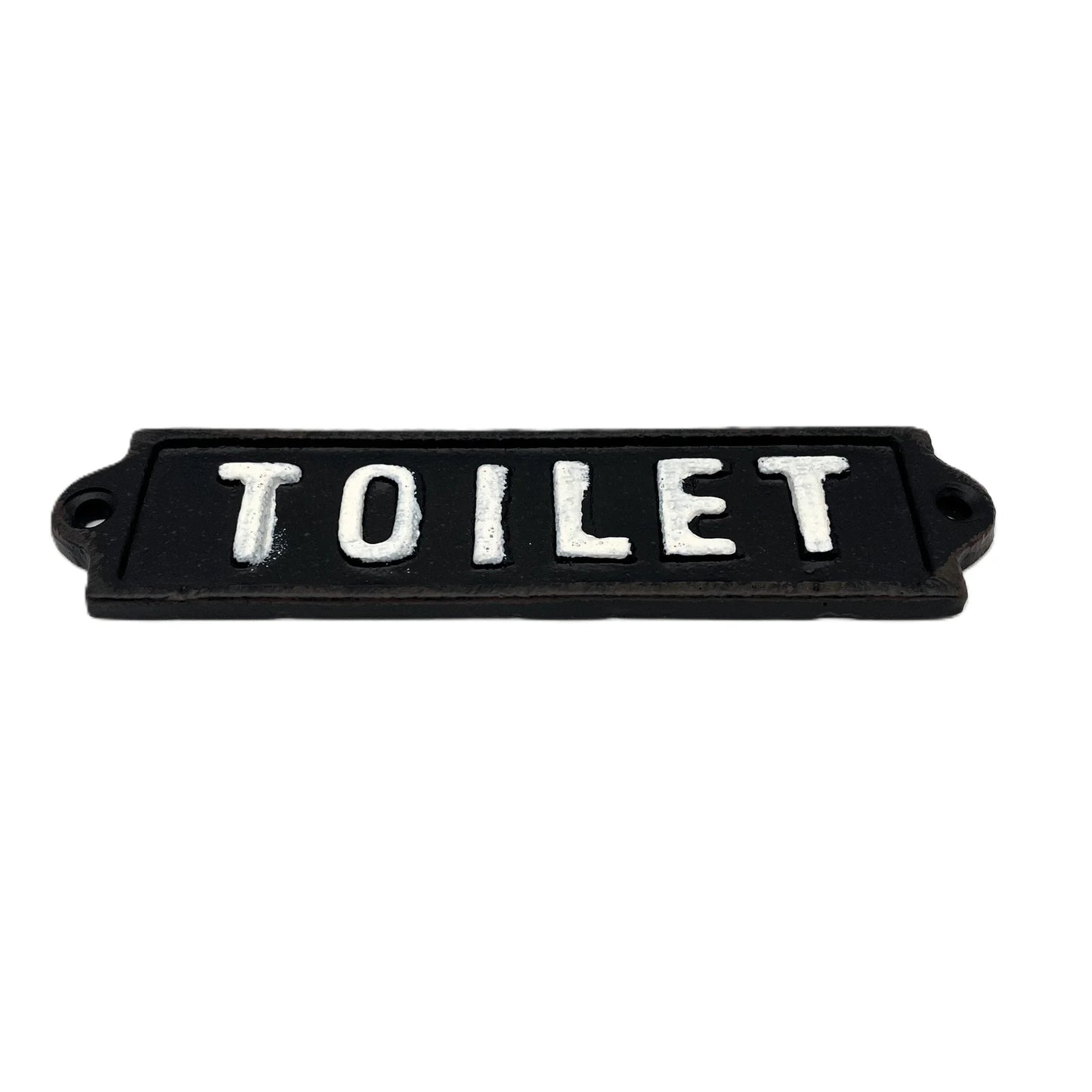Add a touch of classic charm with this vintage-style cast iron “TOILET” sign. Hand-painted with a rustic finish, it’s the perfect accent for any bathroom door.