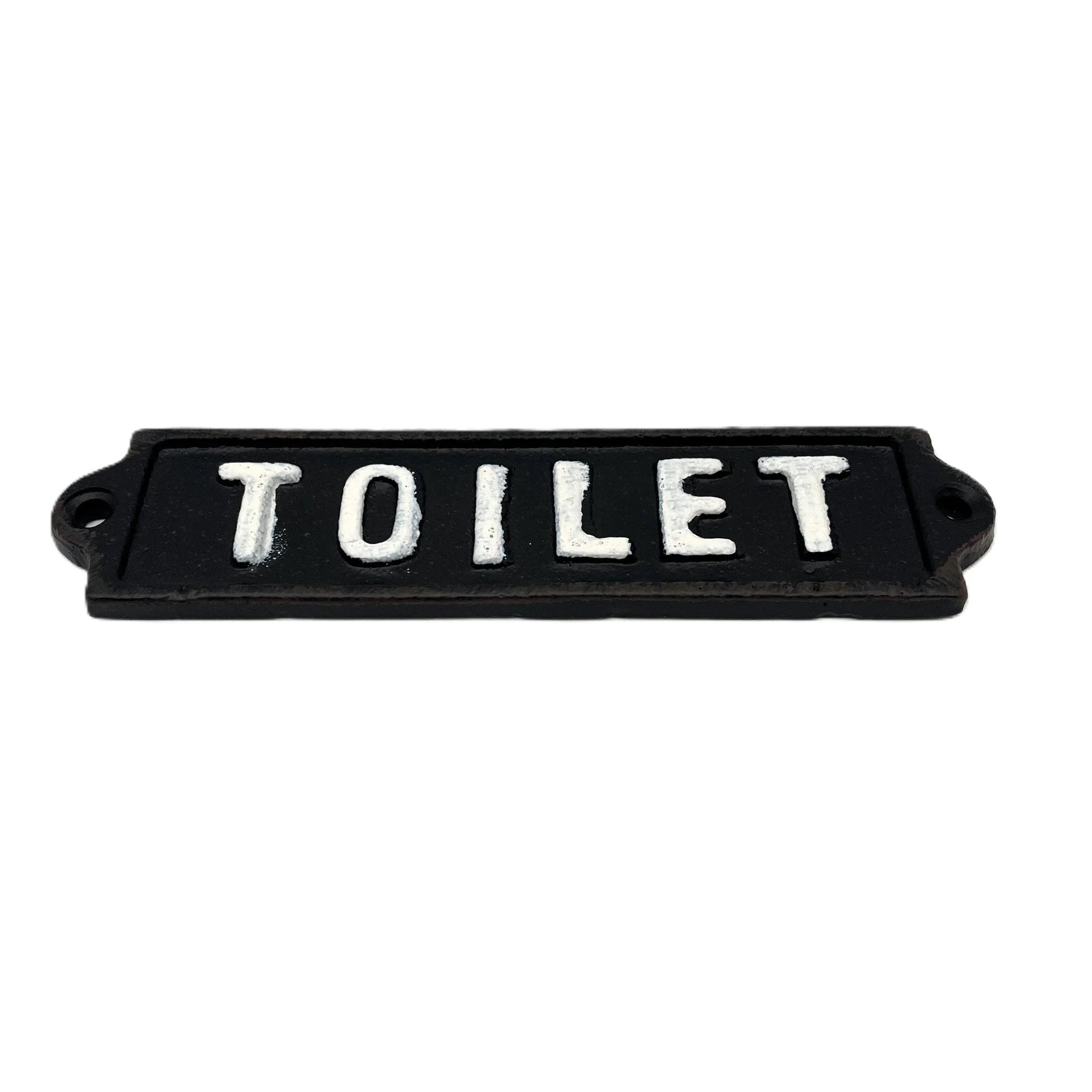 Add a touch of classic charm with this vintage-style cast iron “TOILET” sign. Hand-painted with a rustic finish, it’s the perfect accent for any bathroom door.