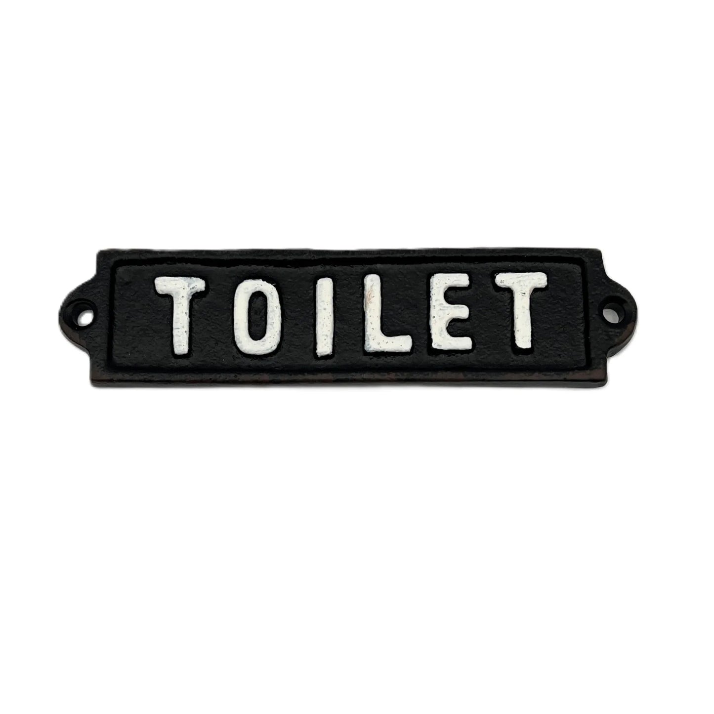 Add a touch of classic charm with this vintage-style cast iron “TOILET” sign. Hand-painted with a rustic finish, it’s the perfect accent for any bathroom door.
