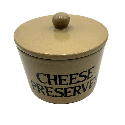 This is a vintage Moira English stoneware cheese preserver, a nice example of collectible kitchenware. 