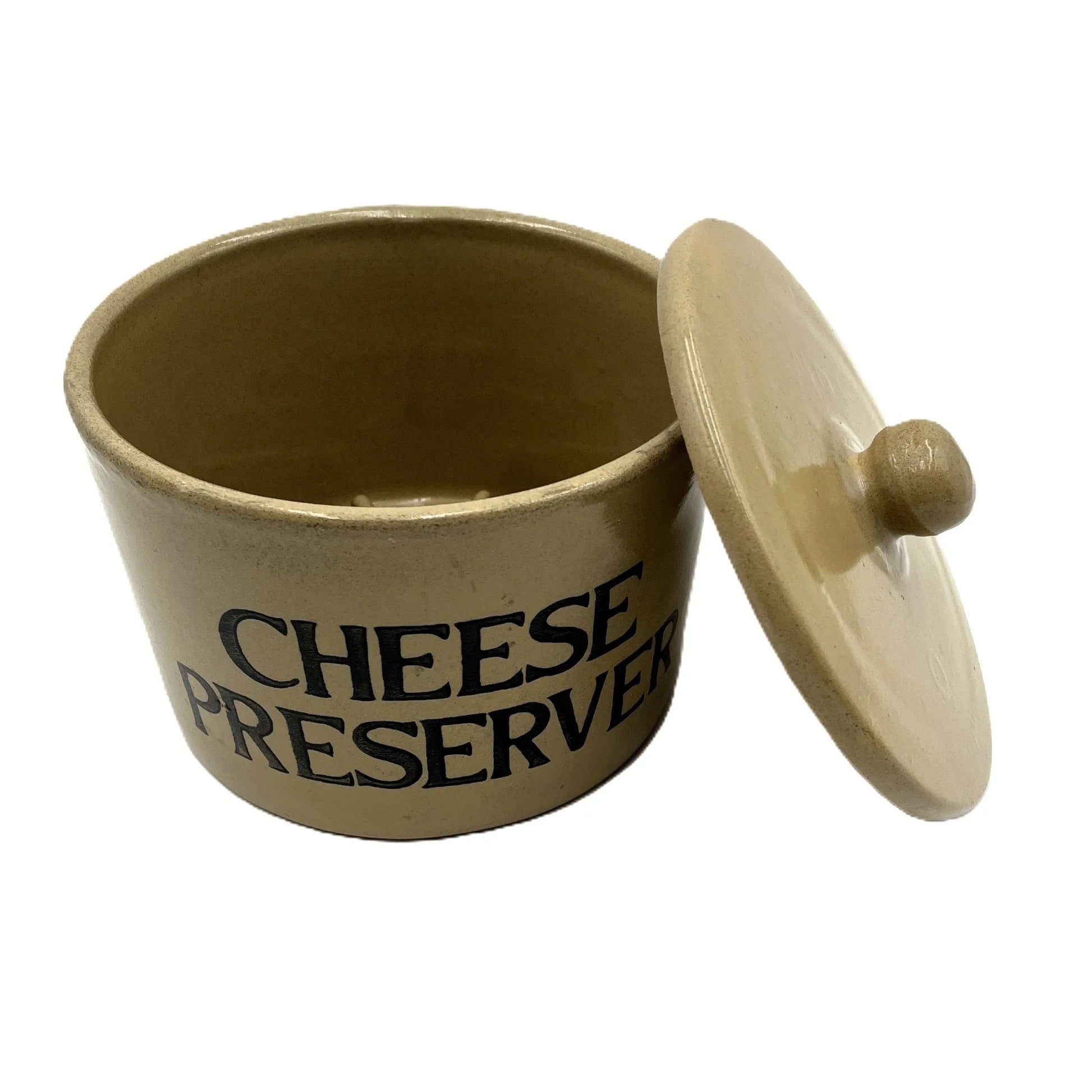 This is a vintage Moira English stoneware cheese preserver, a nice example of collectible kitchenware. 