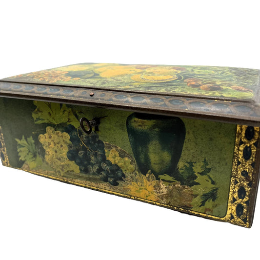 vintage fruit litho art hinged-lid collectable sweet tin 